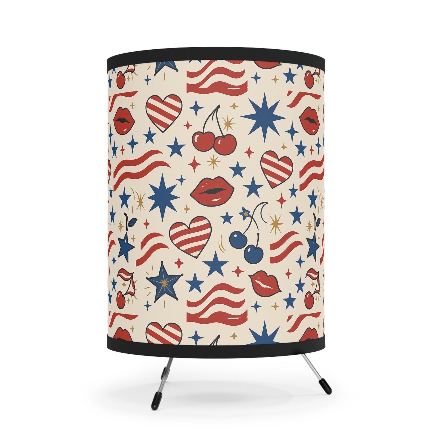 “Dakota” Patriotic Pop-Art Tripod Lamp — Stars, Stripes & Western Glam