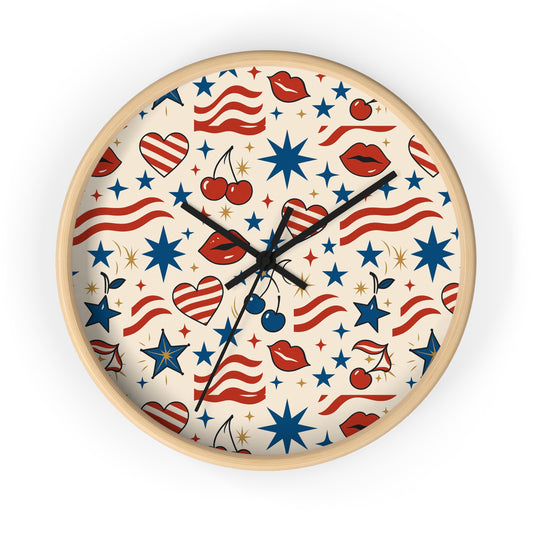 Dakota Belle Signature Patriotic Pop Art Wall Clock