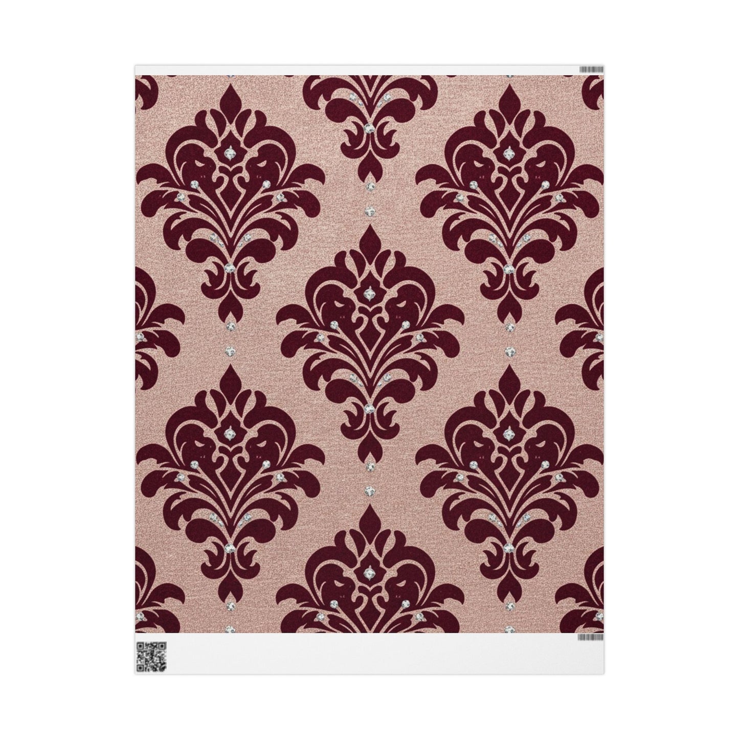 Wrapping Papers - Festive Red Gilded Brocade Design