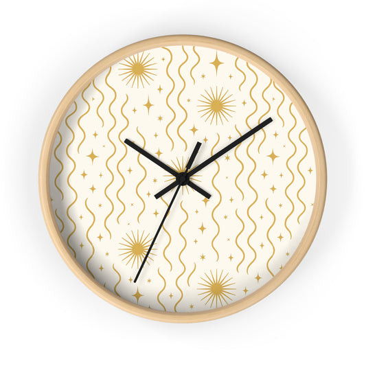 Golden Ripple Sun Wall Clock