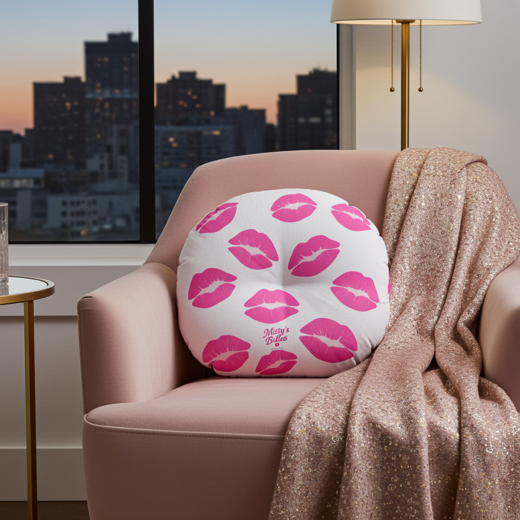 Belle kissed Tufted Floor Pillow, Round