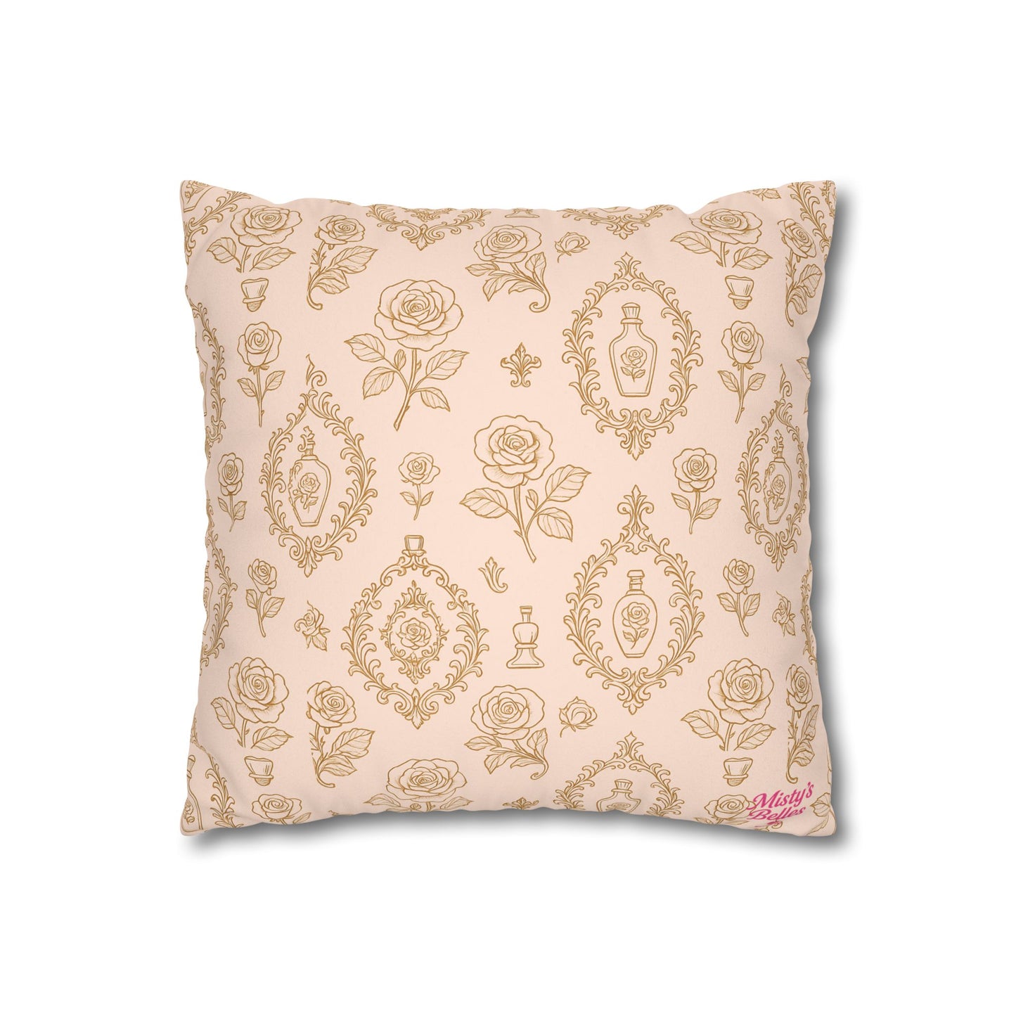 Blush Rose Damask Faux Suede Pillowcase