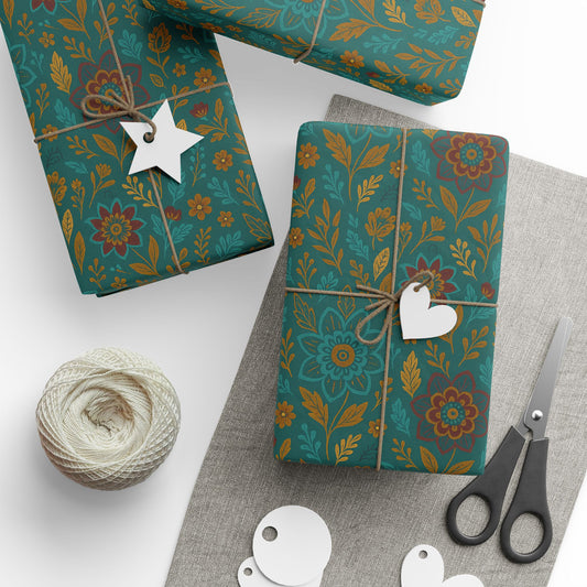 “Green with Envy” Floral Wrapping Paper