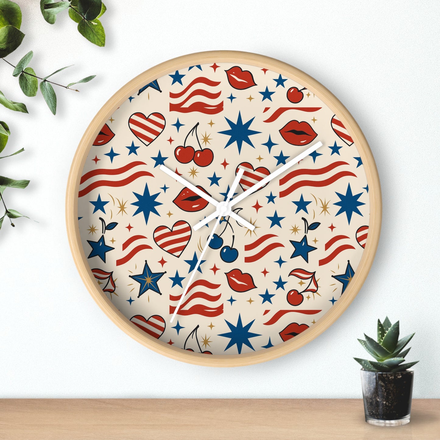 Dakota Belle Signature Patriotic Pop Art Wall Clock