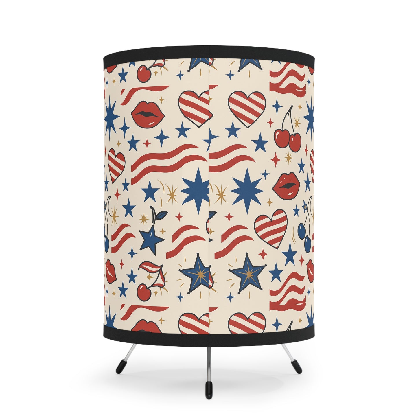“Dakota” Patriotic Pop-Art Tripod Lamp — Stars, Stripes & Western Glam