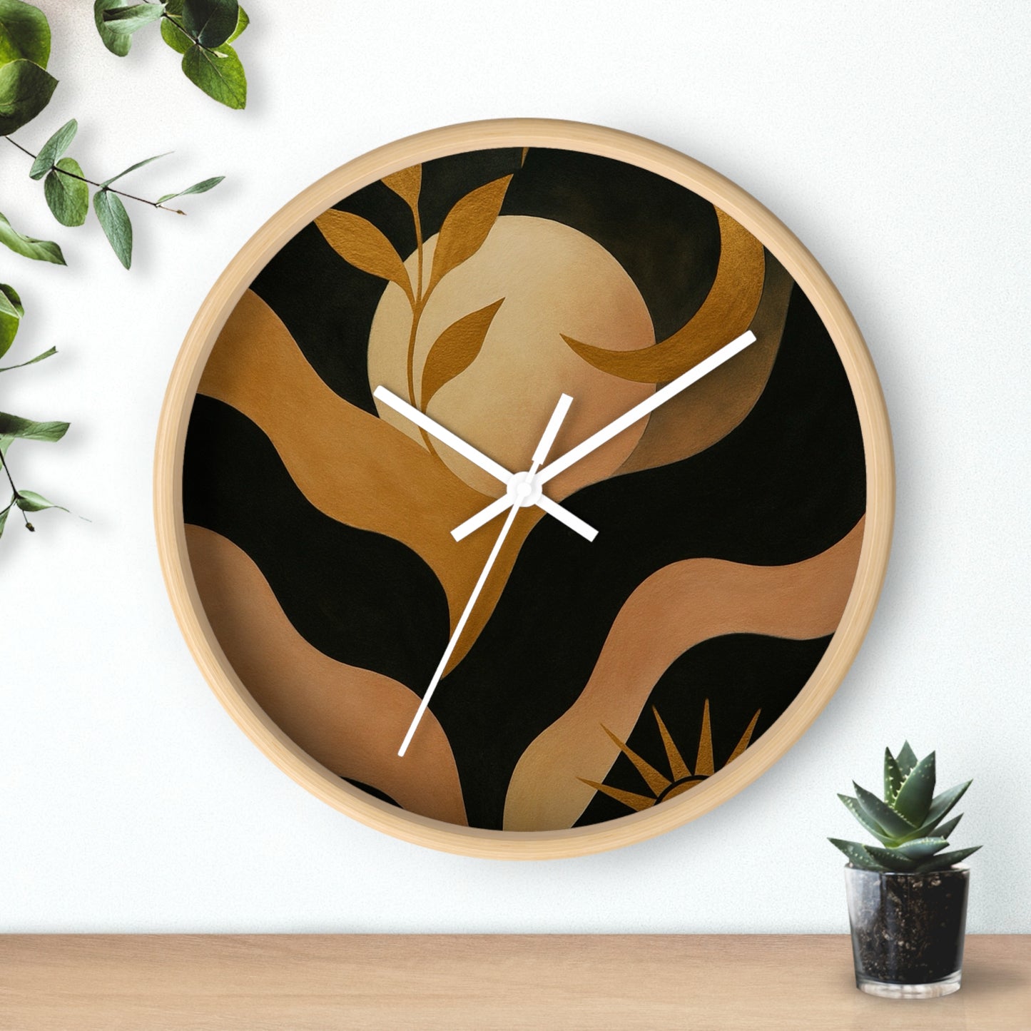 Abstract Moonlight Wall Clock — Boho Modern Decorative Clock