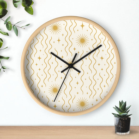 Golden Ripple Sun Wall Clock