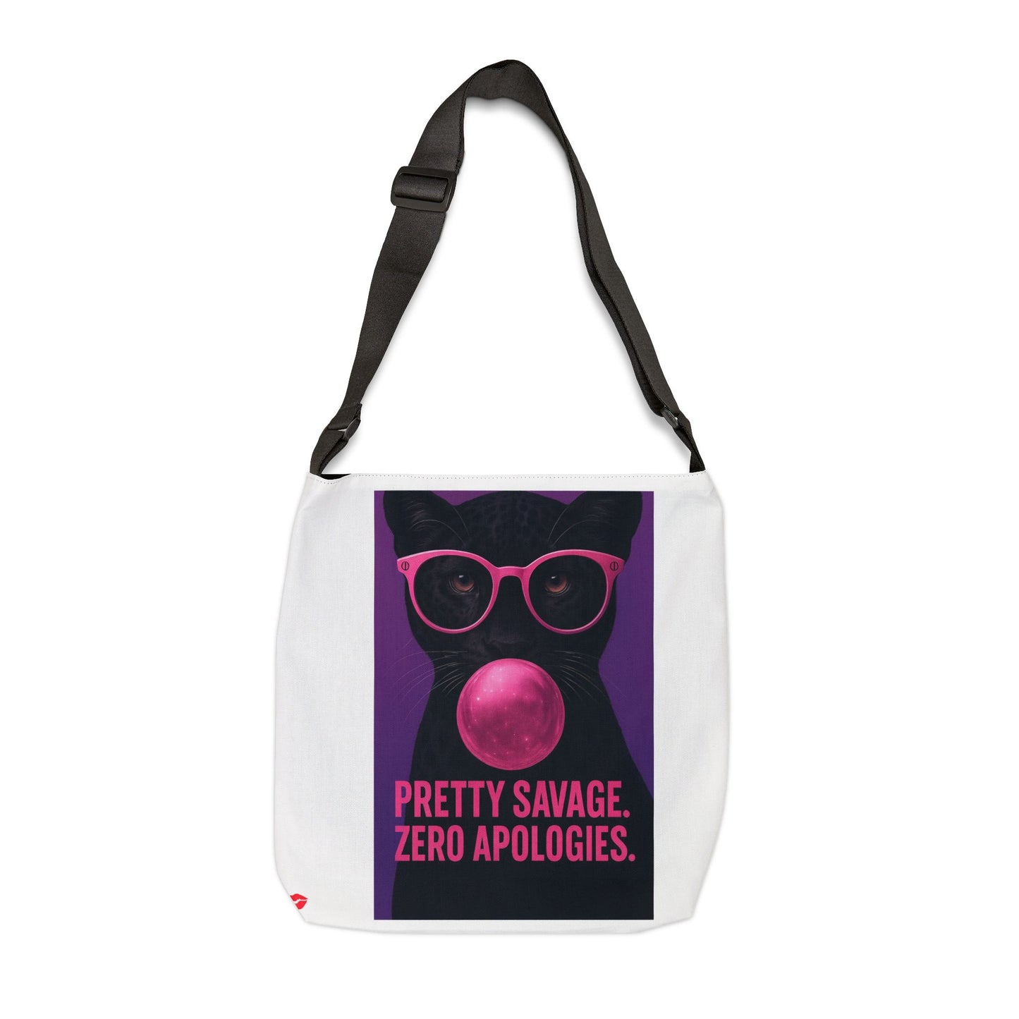 Pretty Savage Cat Tote — "Pretty Savage. Zero Apologies." Adjustable Tote Bag