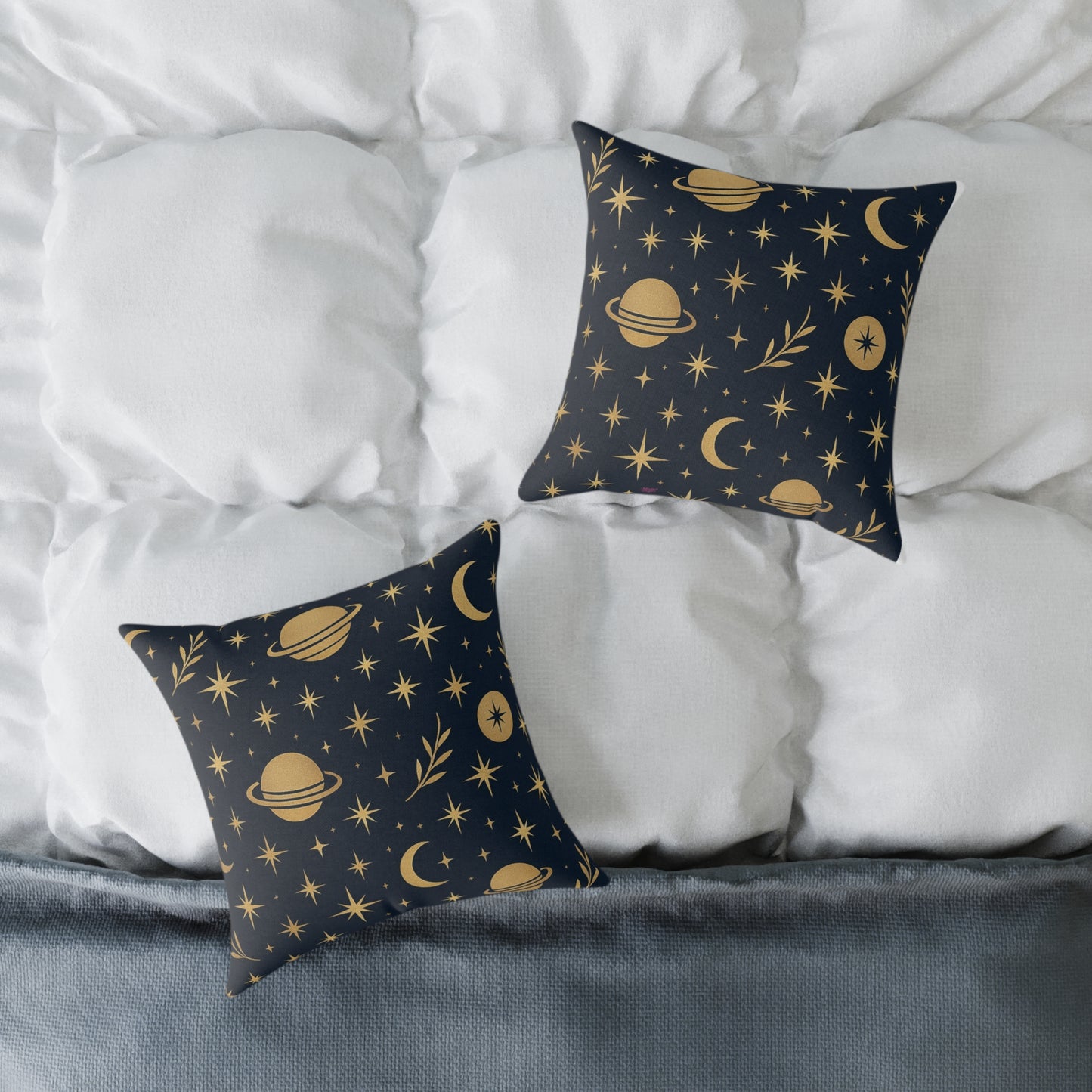 Celestial Moon & Stars Square Throw Pillow