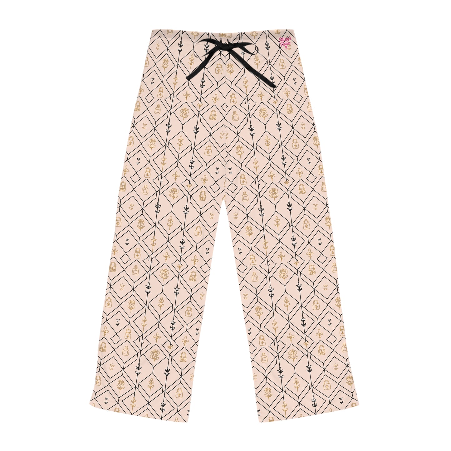 “Camille” Signature Loungewear – Blush Diamond Pattern Pajamas