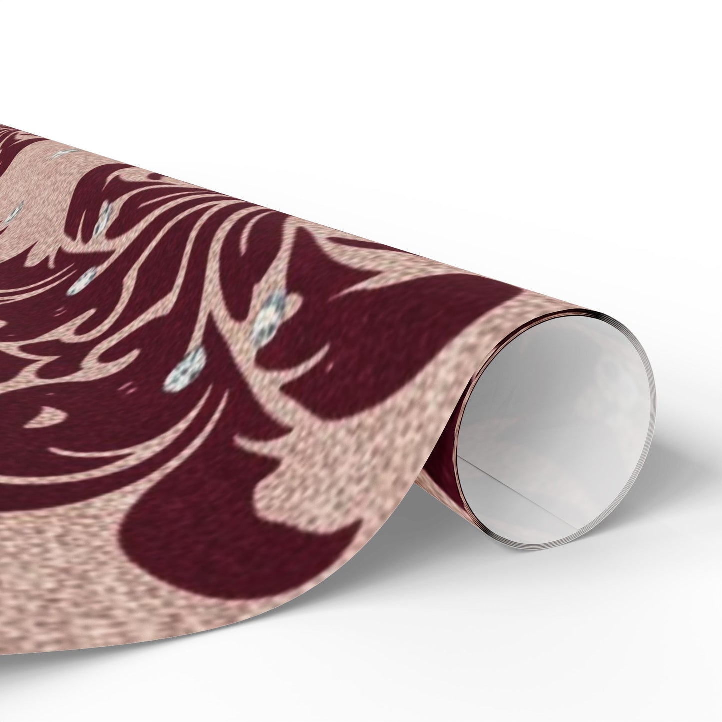 Wrapping Papers - Festive Red Gilded Brocade Design