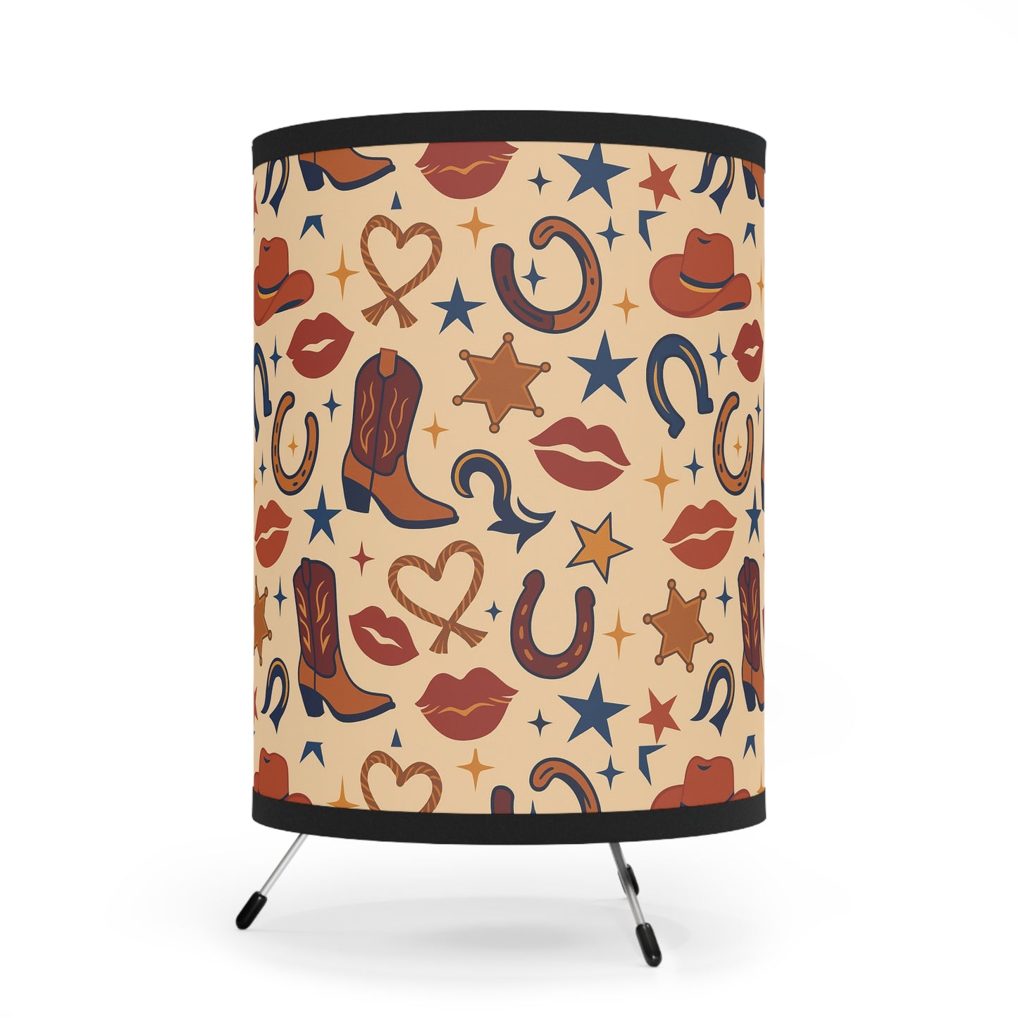 Wild West Kisses – Retro Cowgirl Print Lamp Shade