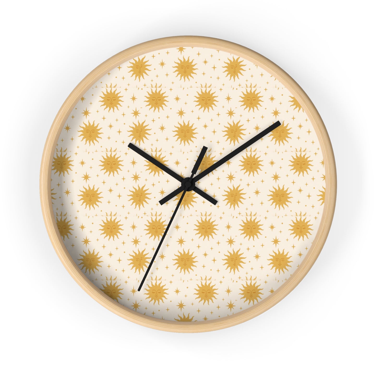 Radiant Starburst Wall Clock — Midcentury Sunburst Pattern Decorative Clock