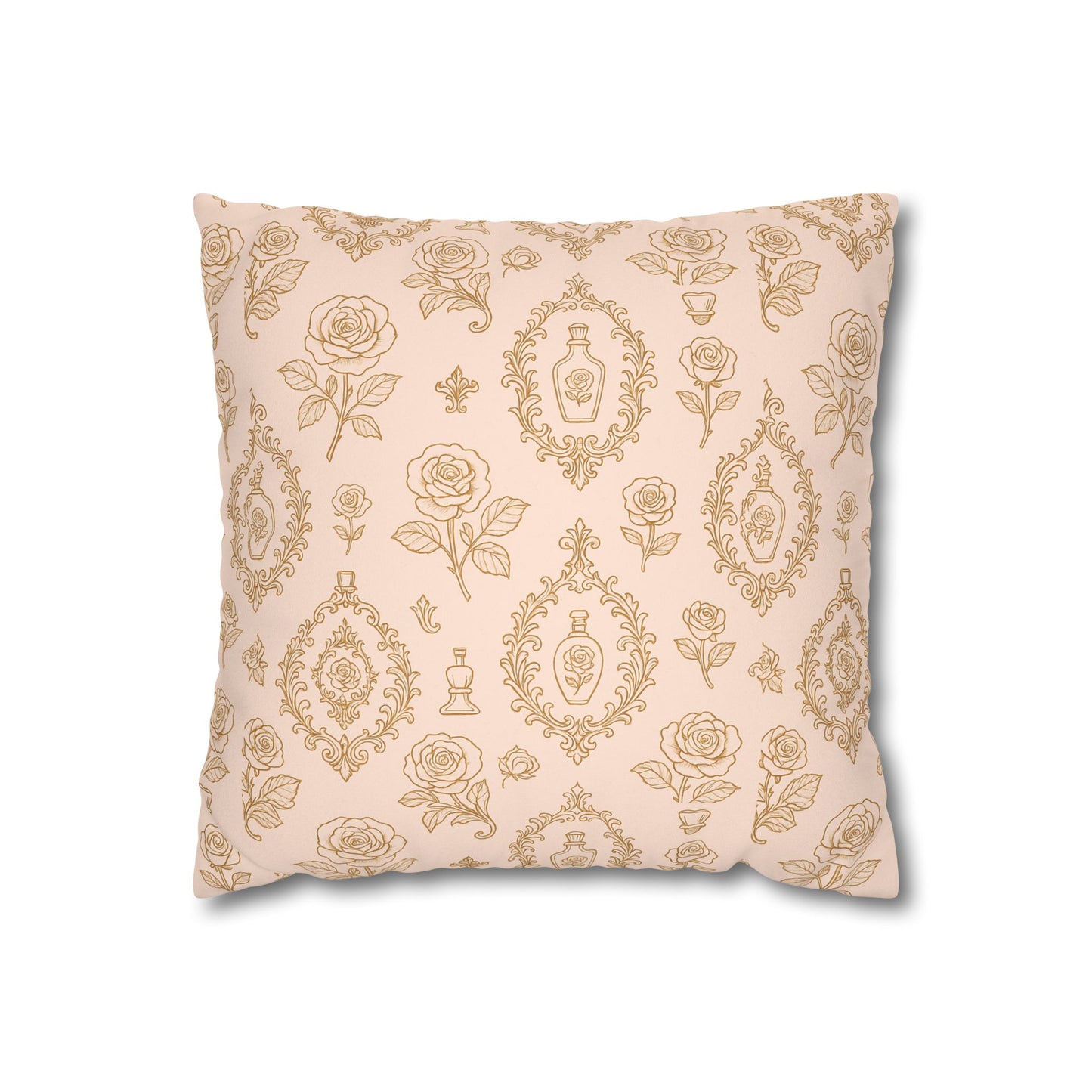 Blush Rose Damask Faux Suede Pillowcase