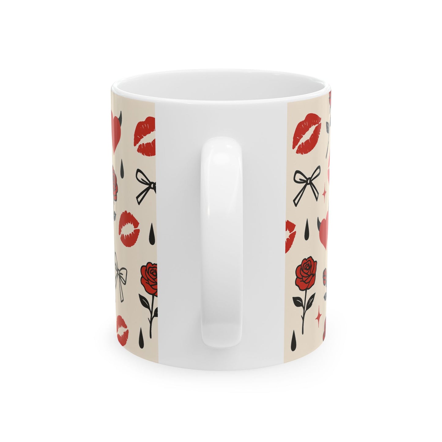 Annabelle Belle Signature Mug — Naughty Sweetheart Hearts & Bows Ceramic Cup (11oz/15oz)