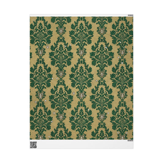 Wrapping Papers - Gilded Brocade Green Festive Occasions Gift Wrap
