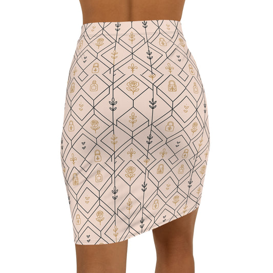 Misty’s Belles “Camille” Skirt – Blush Art Deco Luxury Pencil Skirt