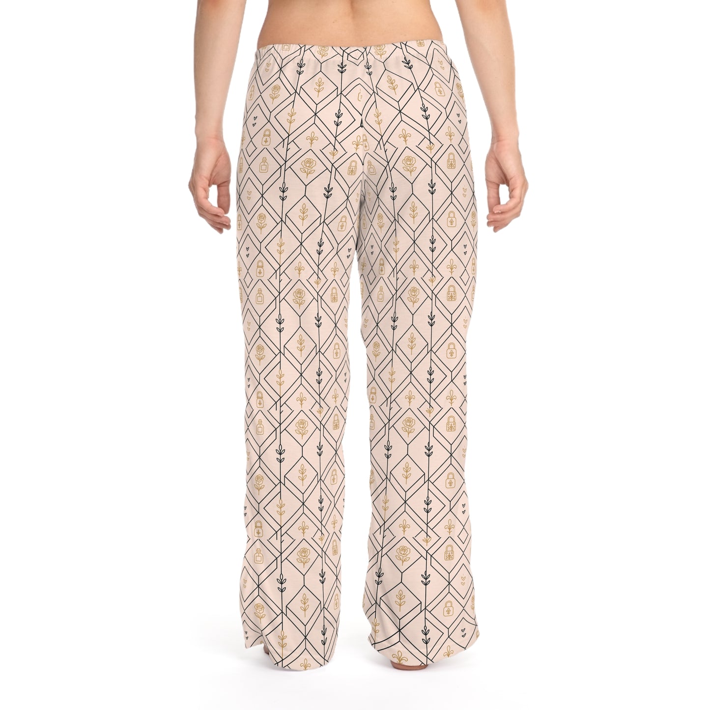 “Camille” Signature Loungewear – Blush Diamond Pattern Pajamas