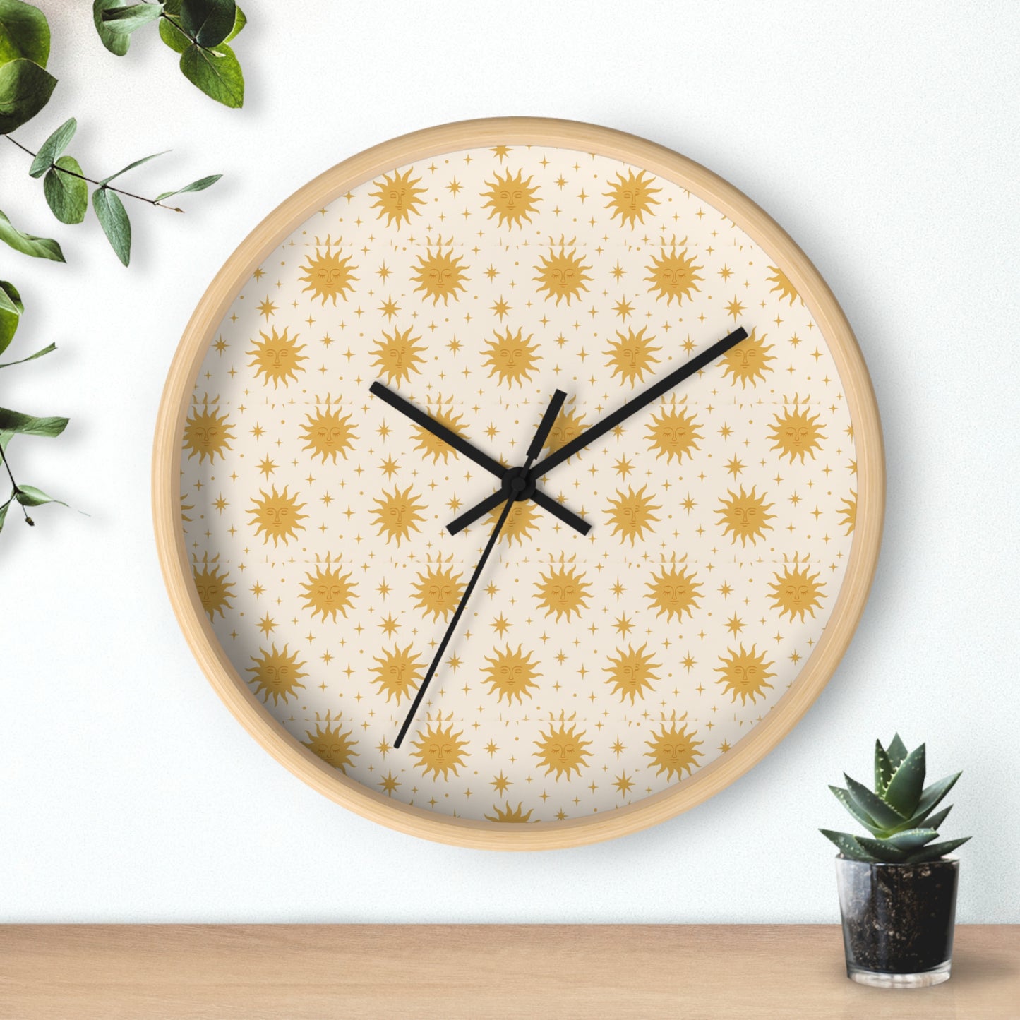 Radiant Starburst Wall Clock — Midcentury Sunburst Pattern Decorative Clock