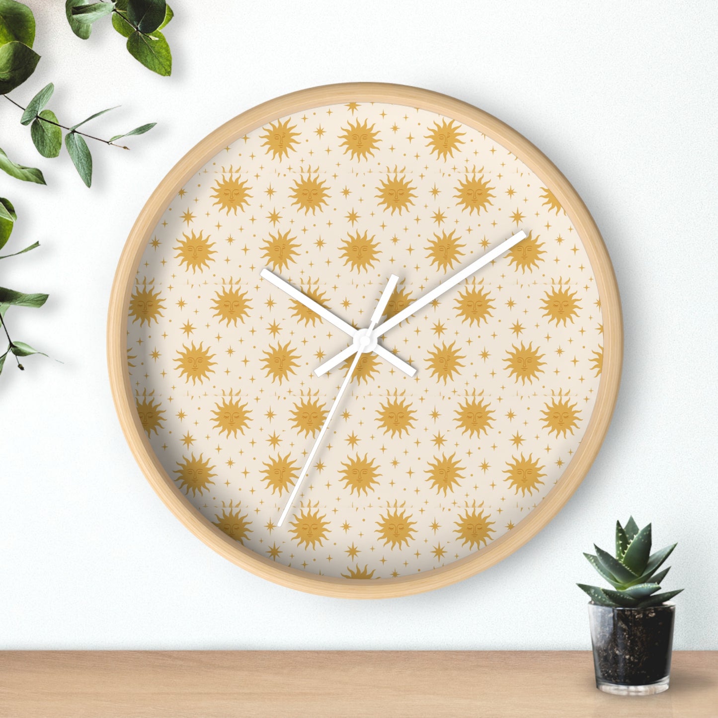 Radiant Starburst Wall Clock — Midcentury Sunburst Pattern Decorative Clock