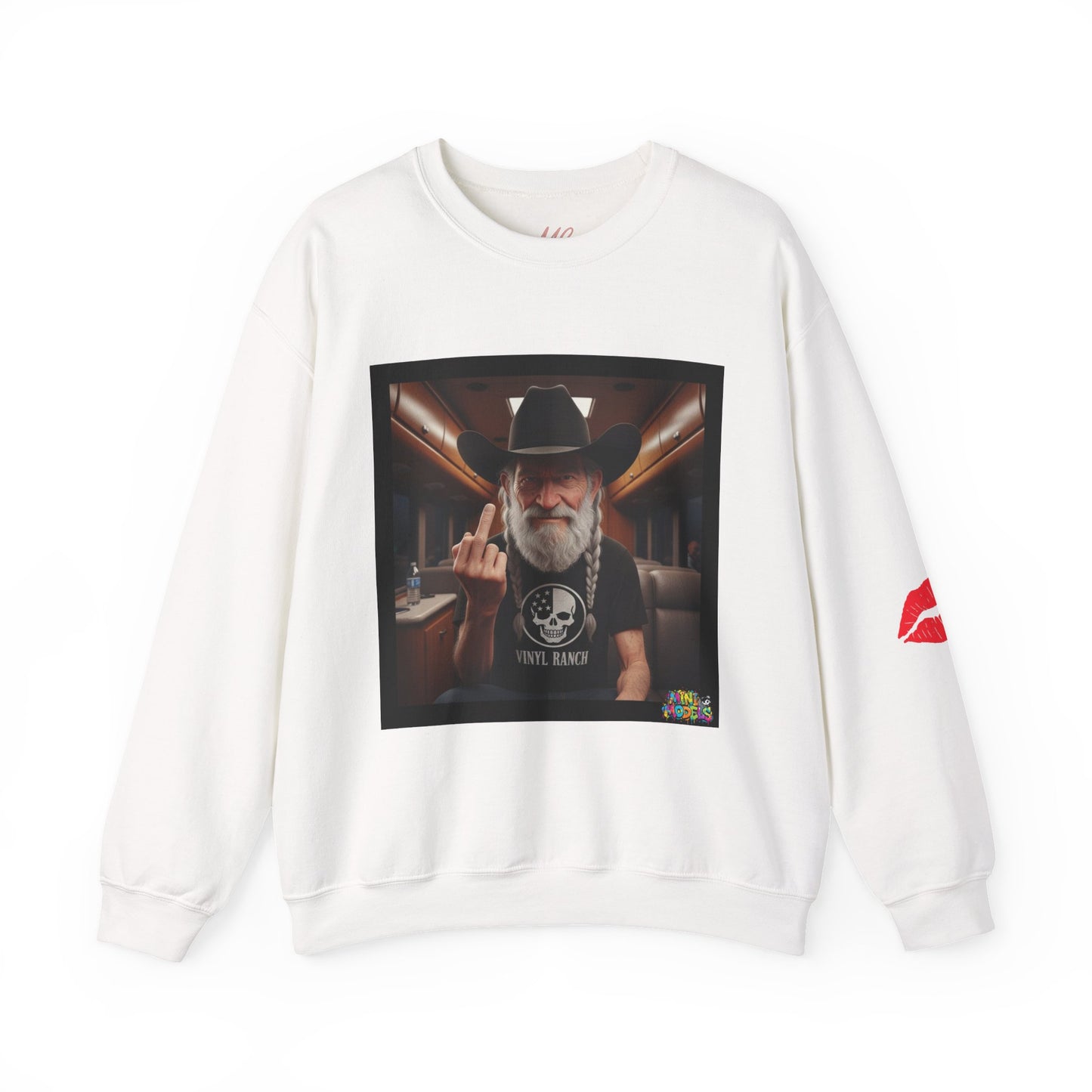 Outlaw Kiss Graphic Sweatshirt – Skull Tank Cowboy Edition