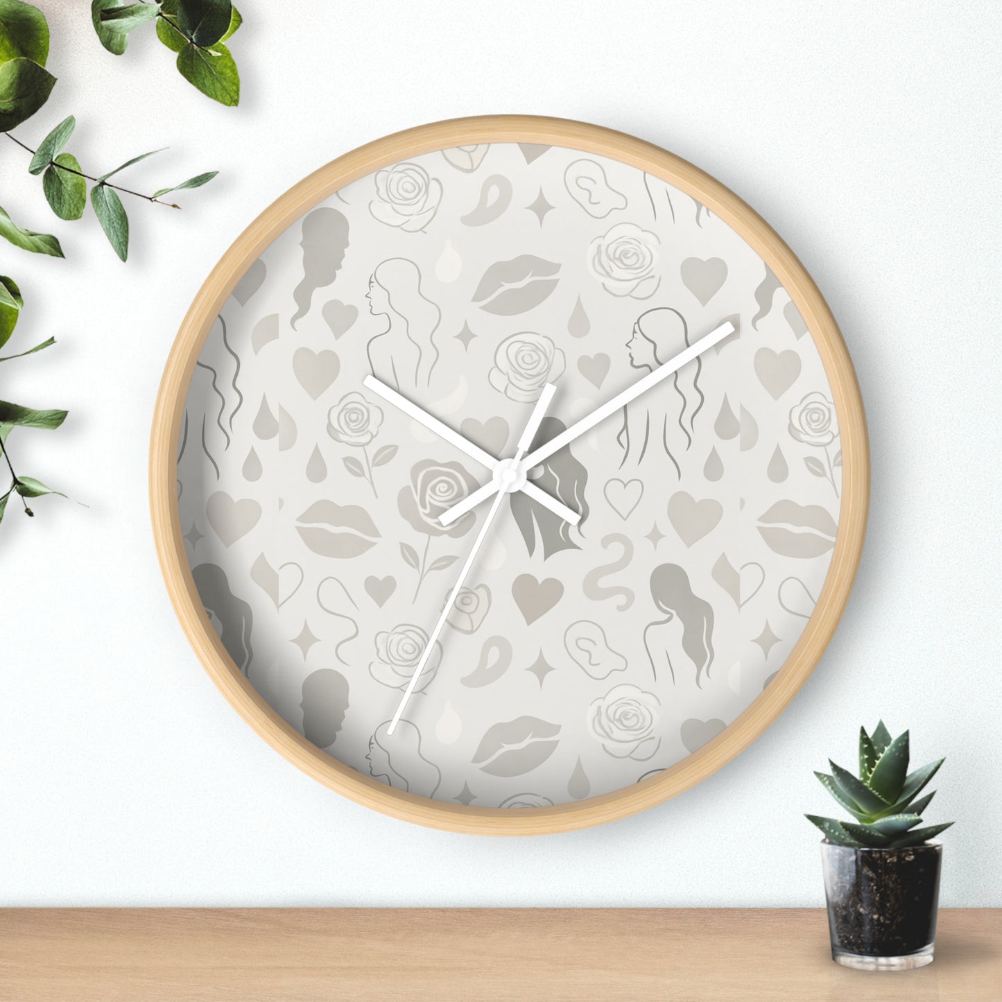 Yara Belle Signature Clock
Soft Neutral Silhouette Pattern Wall Clock – Minimal Boho Luxe Decor