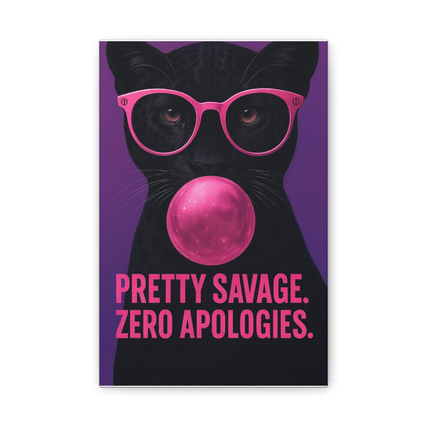 Canvas Wall Art — "Pretty Savage. Zero Apologies." Black Cat Pop Art