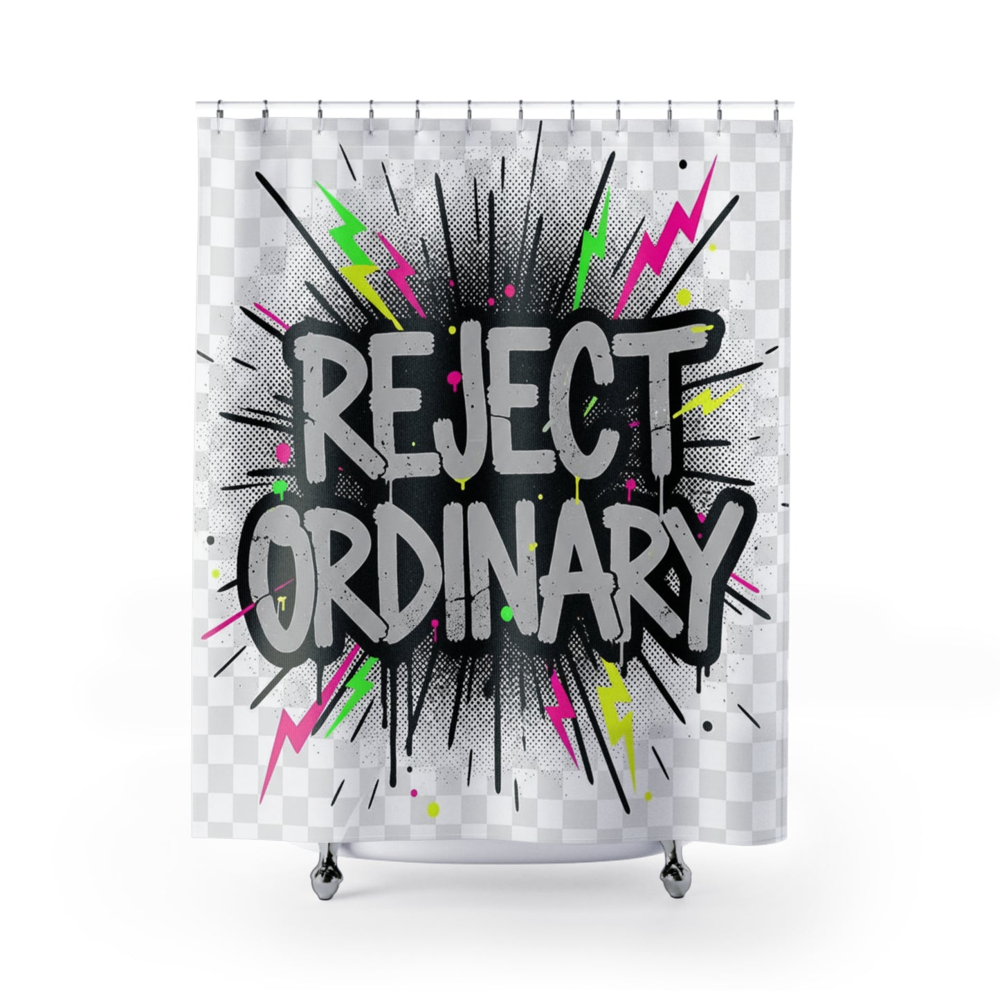 Reject Ordinary Shower Curtain — Bold Graffiti Statement Bathroom Decor