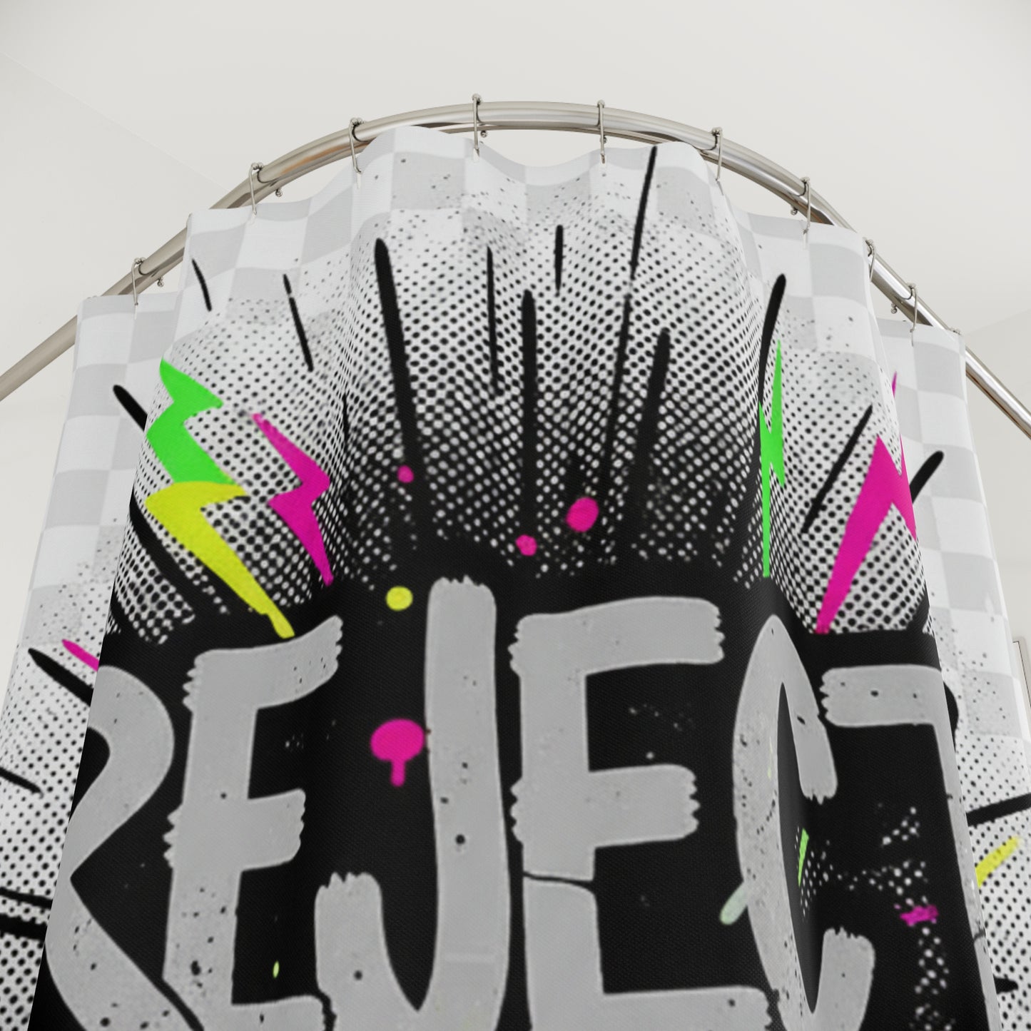 Reject Ordinary Shower Curtain — Bold Graffiti Statement Bathroom Decor