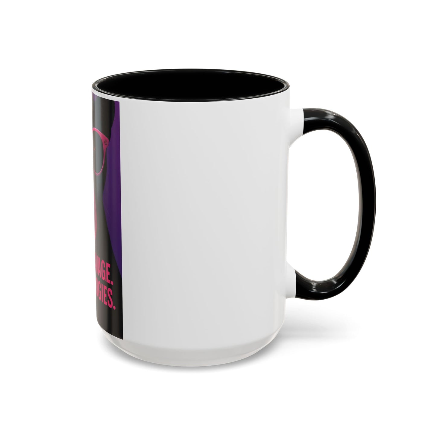 Pretty Savage Zero Apologies™ Pop Art Mug – Bold Black Cat Bubblegum Cup  (15oz)