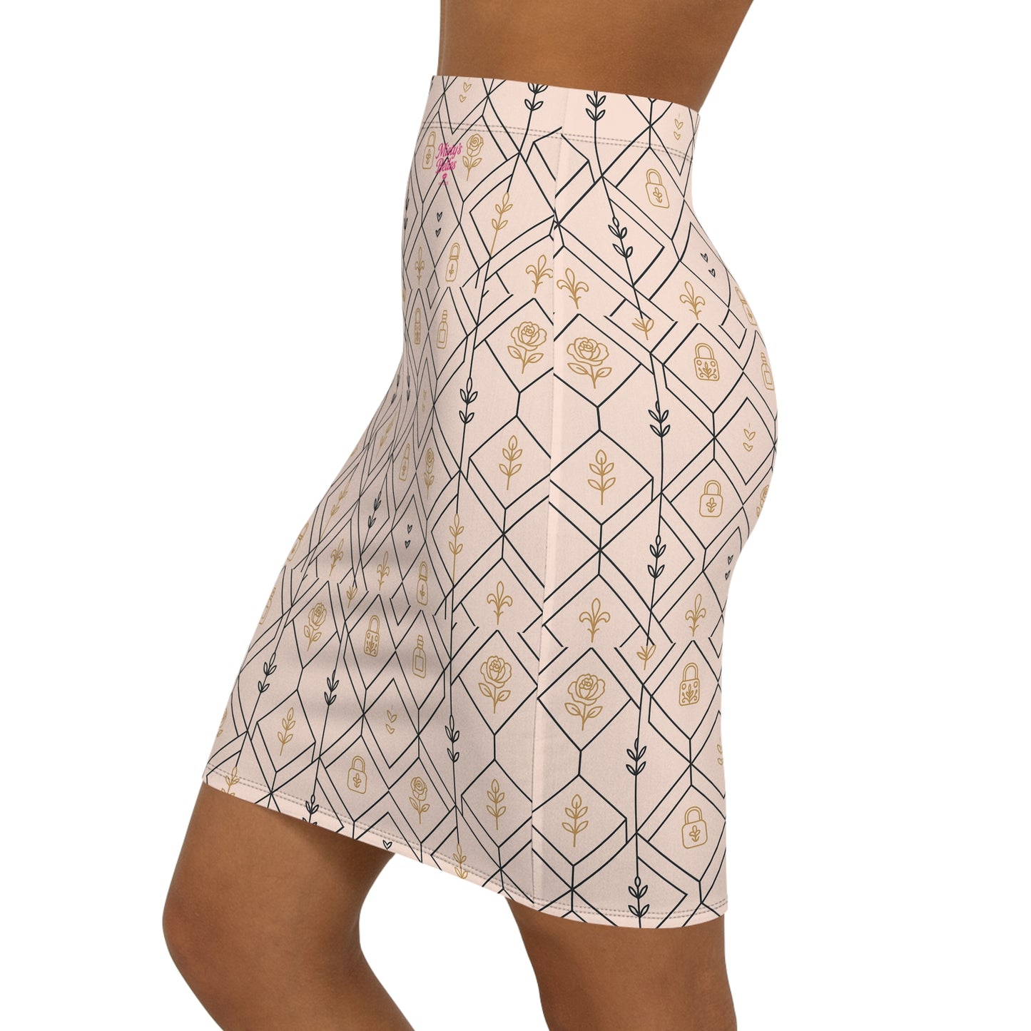 Misty’s Belles “Camille” Skirt – Blush Art Deco Luxury Pencil Skirt