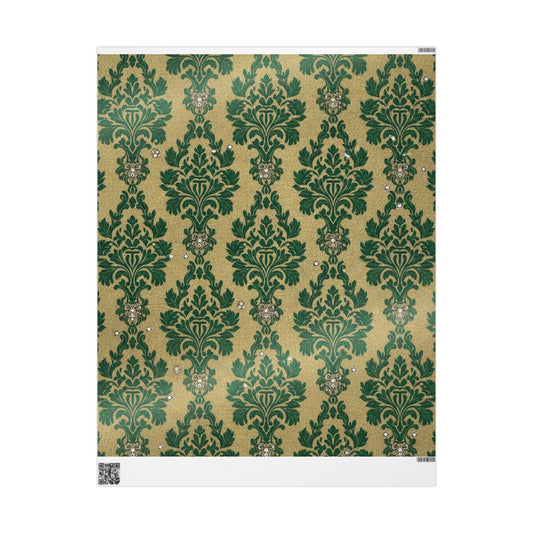 Wrapping Papers - Gilded Brocade Green Festive Occasions Gift Wrap