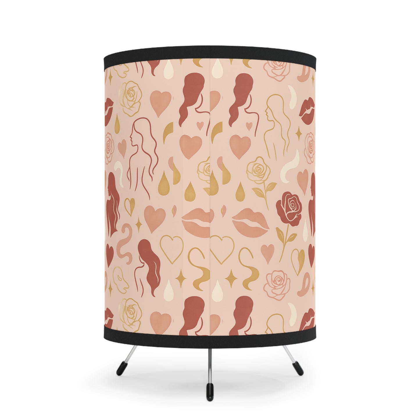 “Yara” Silk Aura Muse Tripod Lamp (Hearts, Roses & Silhouettes)
