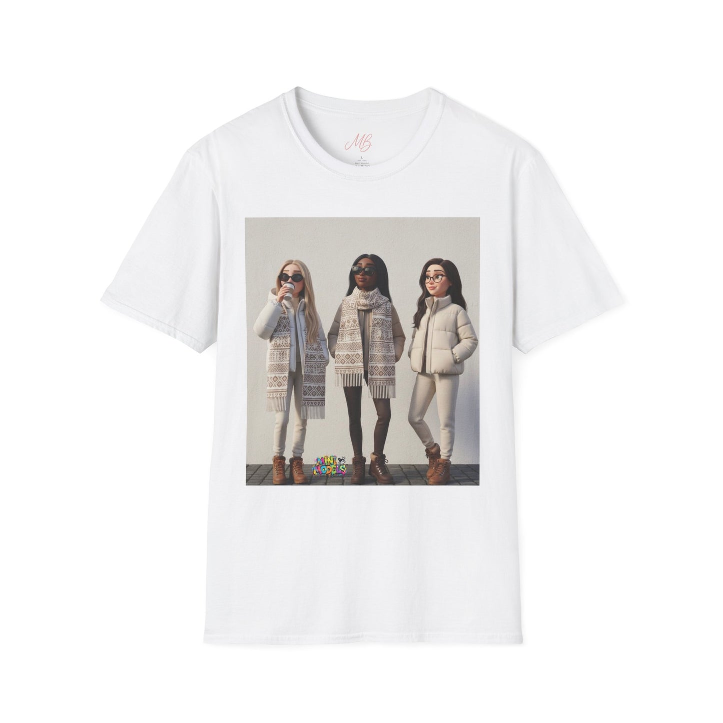 Mini Models “Winter Muse Trio” Graphic T-Shirt – Chic Girls Edition with Signature Kiss Back