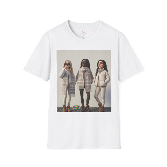 Mini Models “Winter Muse Trio” Graphic T-Shirt – Chic Girls Edition with Signature Kiss Back
