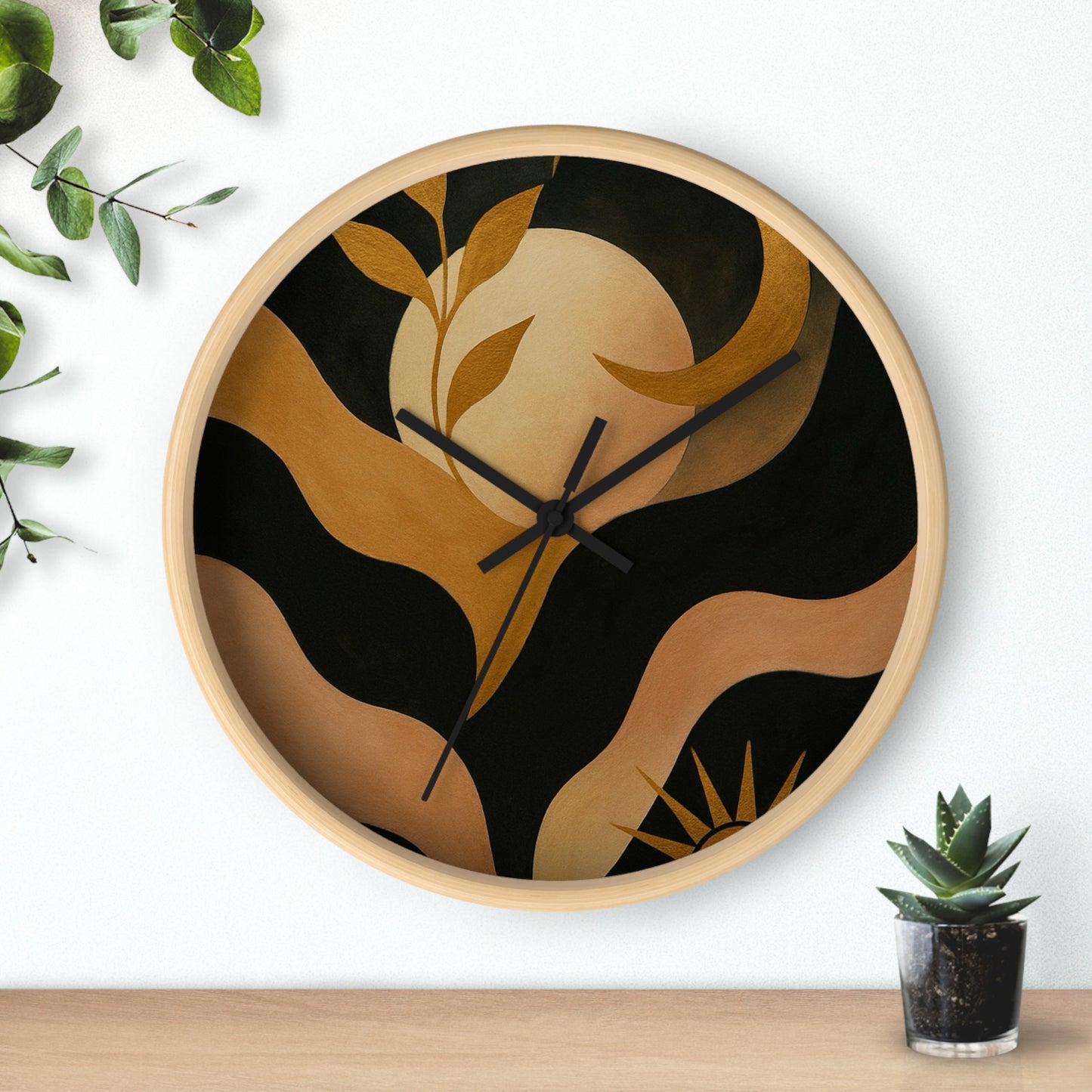 Abstract Moonlight Wall Clock — Boho Modern Decorative Clock