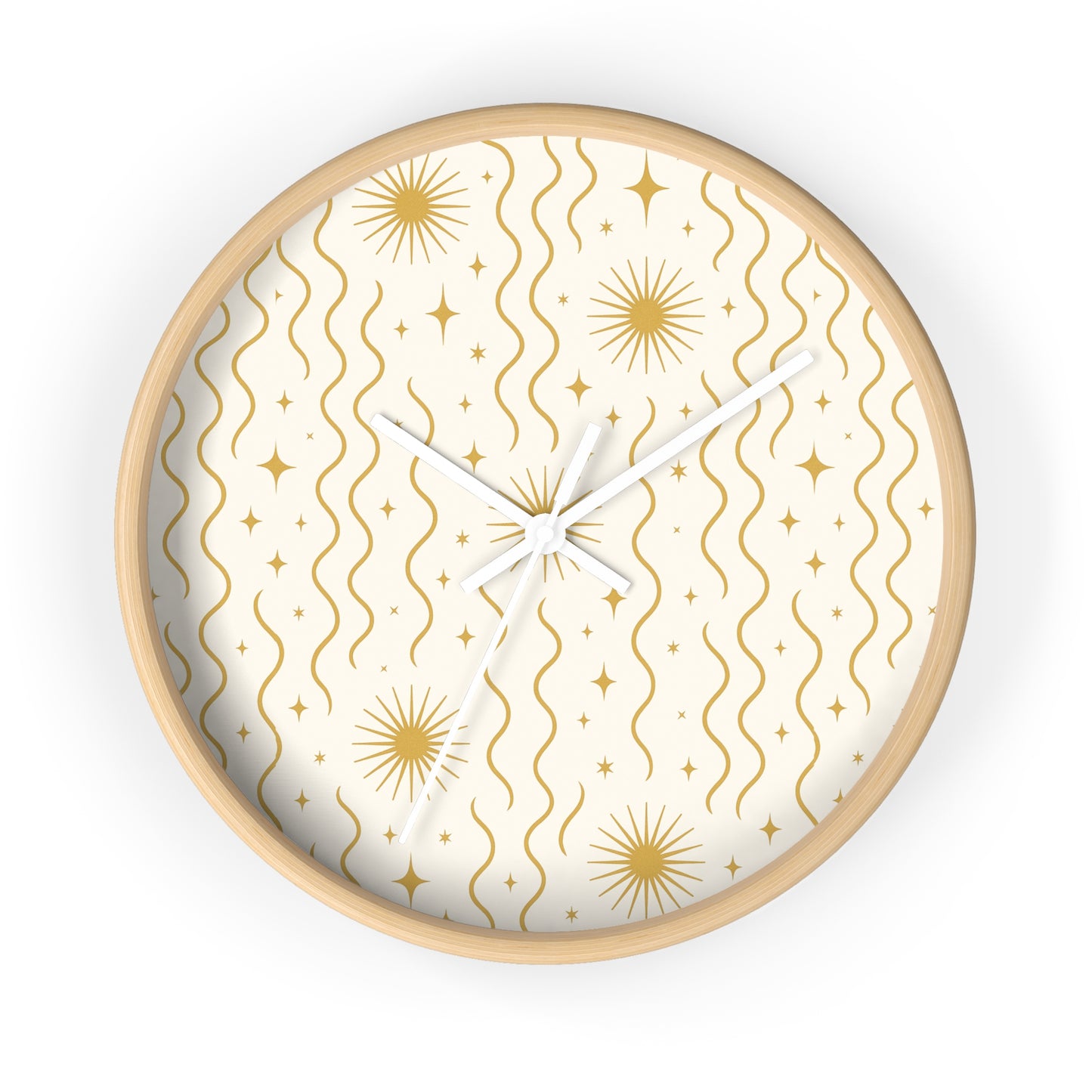 Golden Ripple Sun Wall Clock