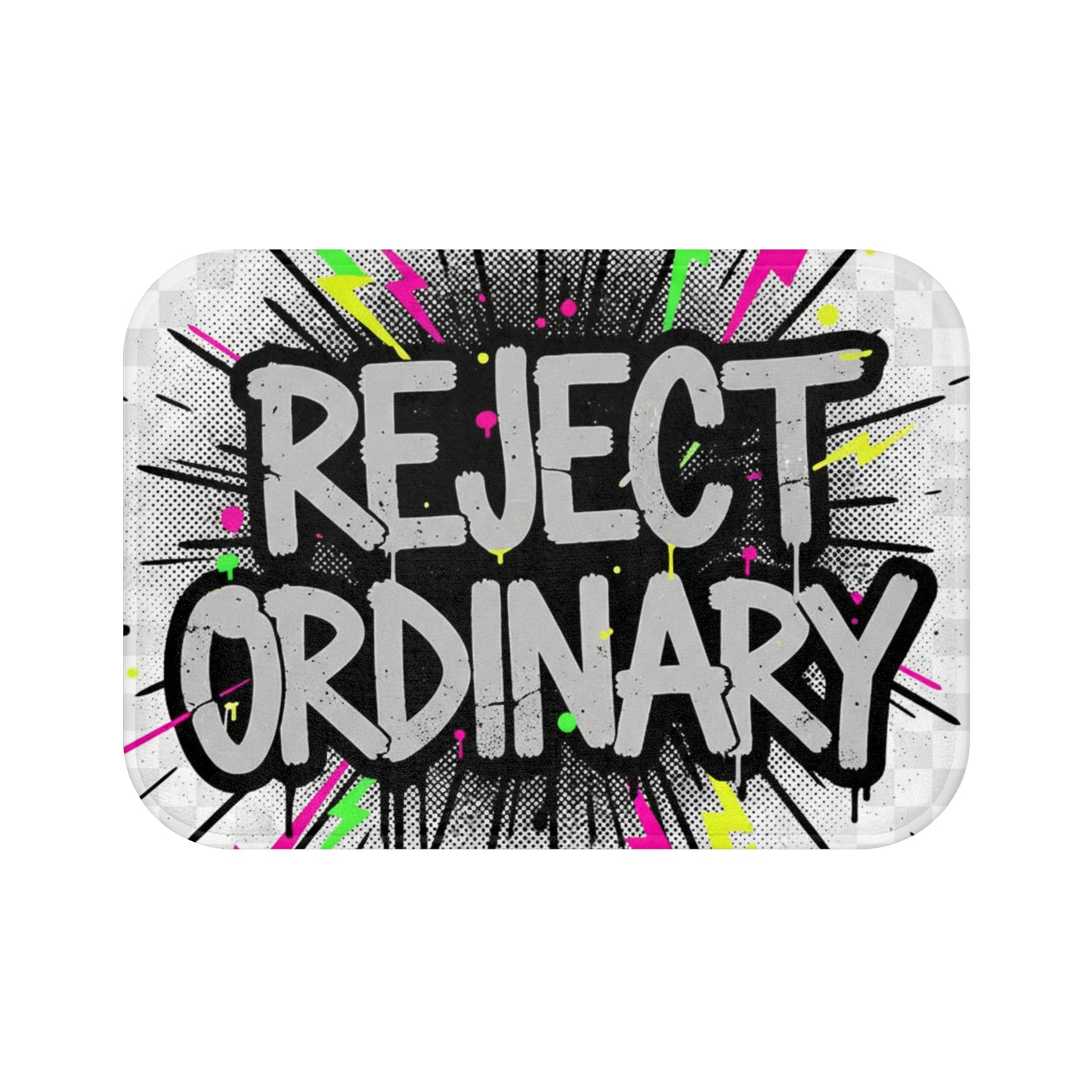 Reject Ordinary Bath Mat — Bold Graffiti Inspirational Bath Rug for Teens & Adults