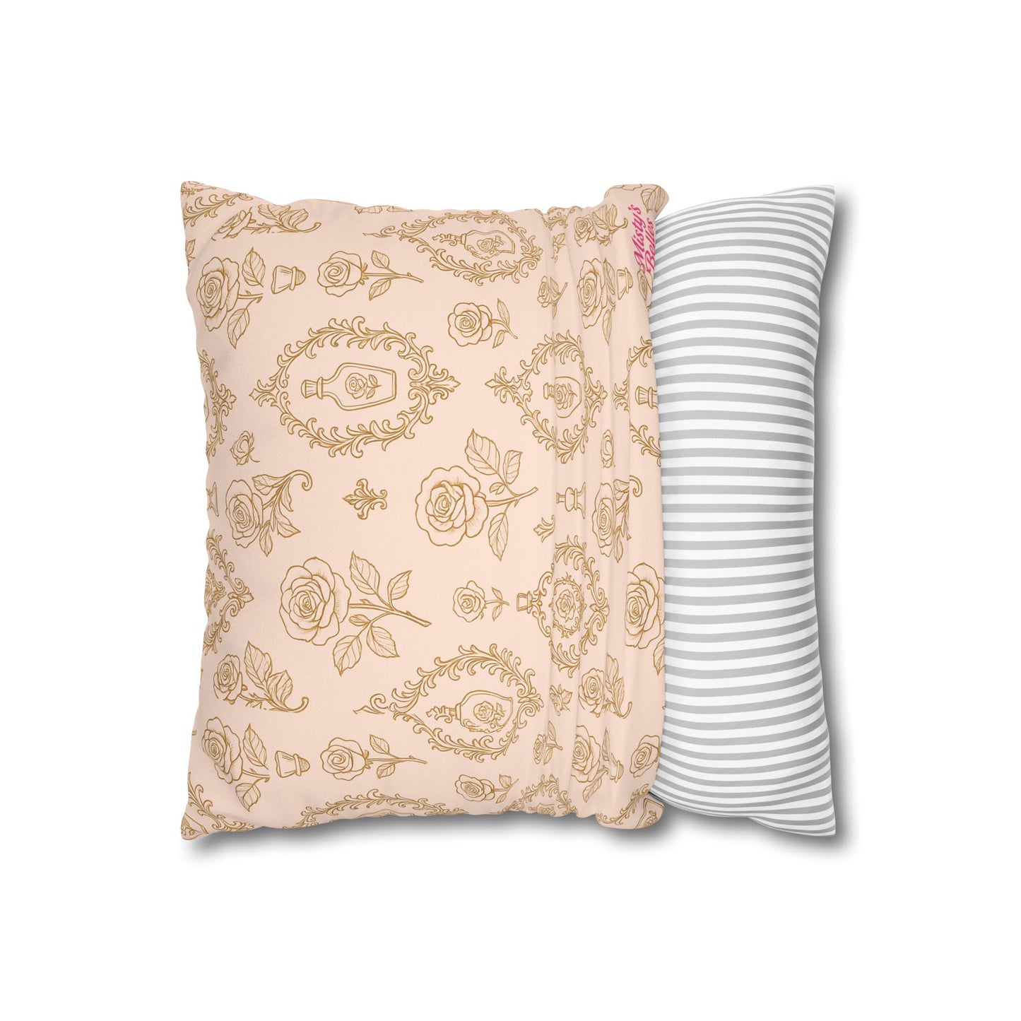 Blush Rose Damask Faux Suede Pillowcase