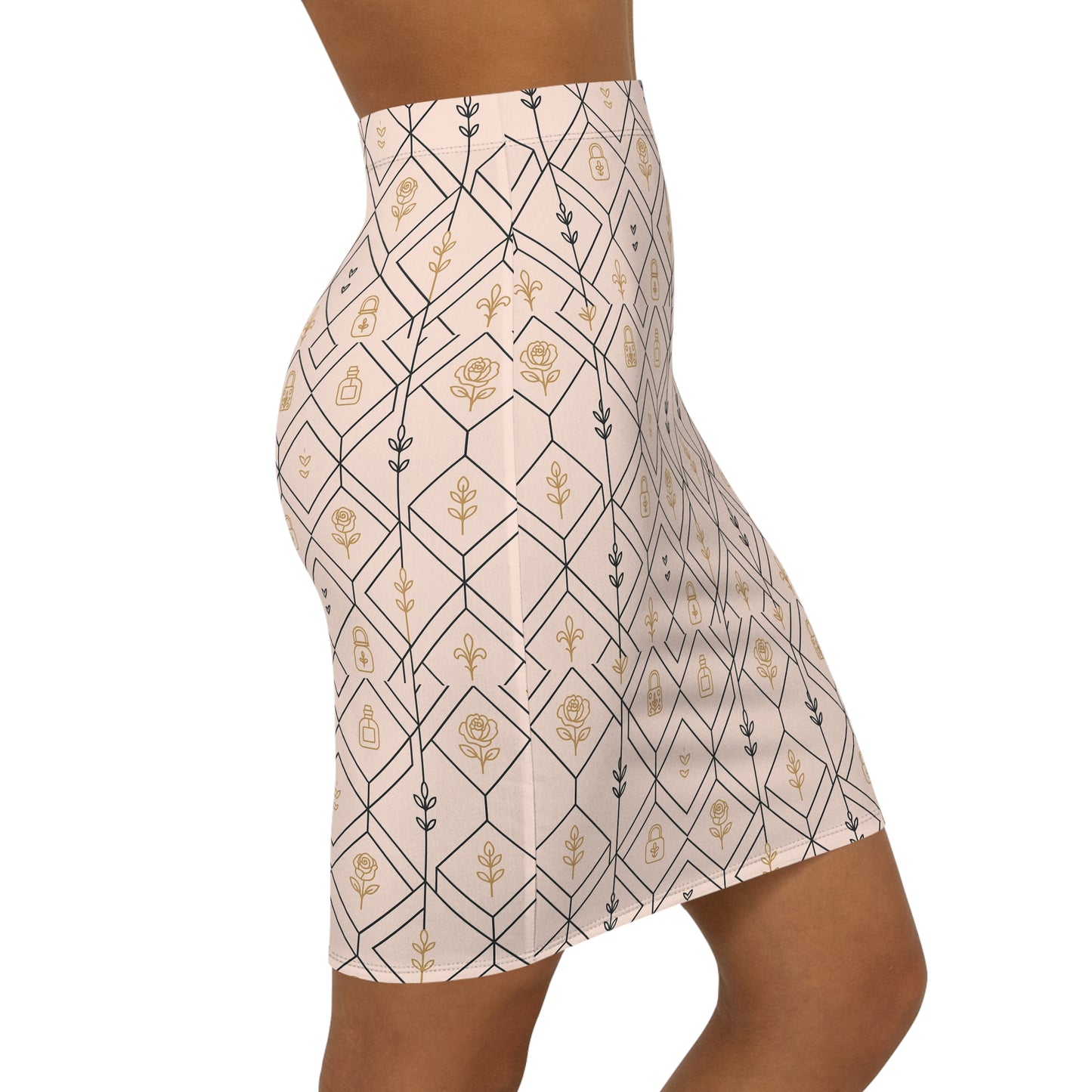 Misty’s Belles “Camille” Skirt – Blush Art Deco Luxury Pencil Skirt