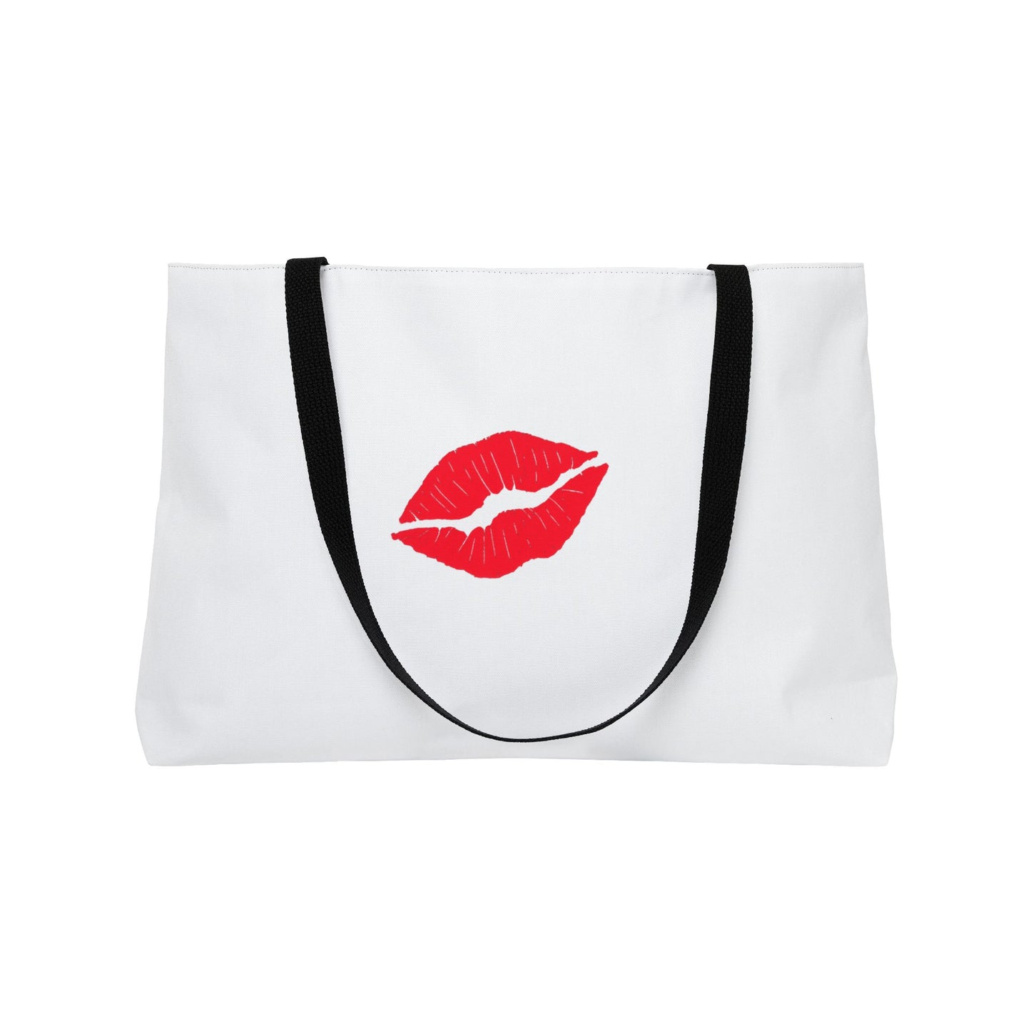 Weekender Tote Bag — "Pretty Savage, Zero Apologies" Cat Design & Kiss Print