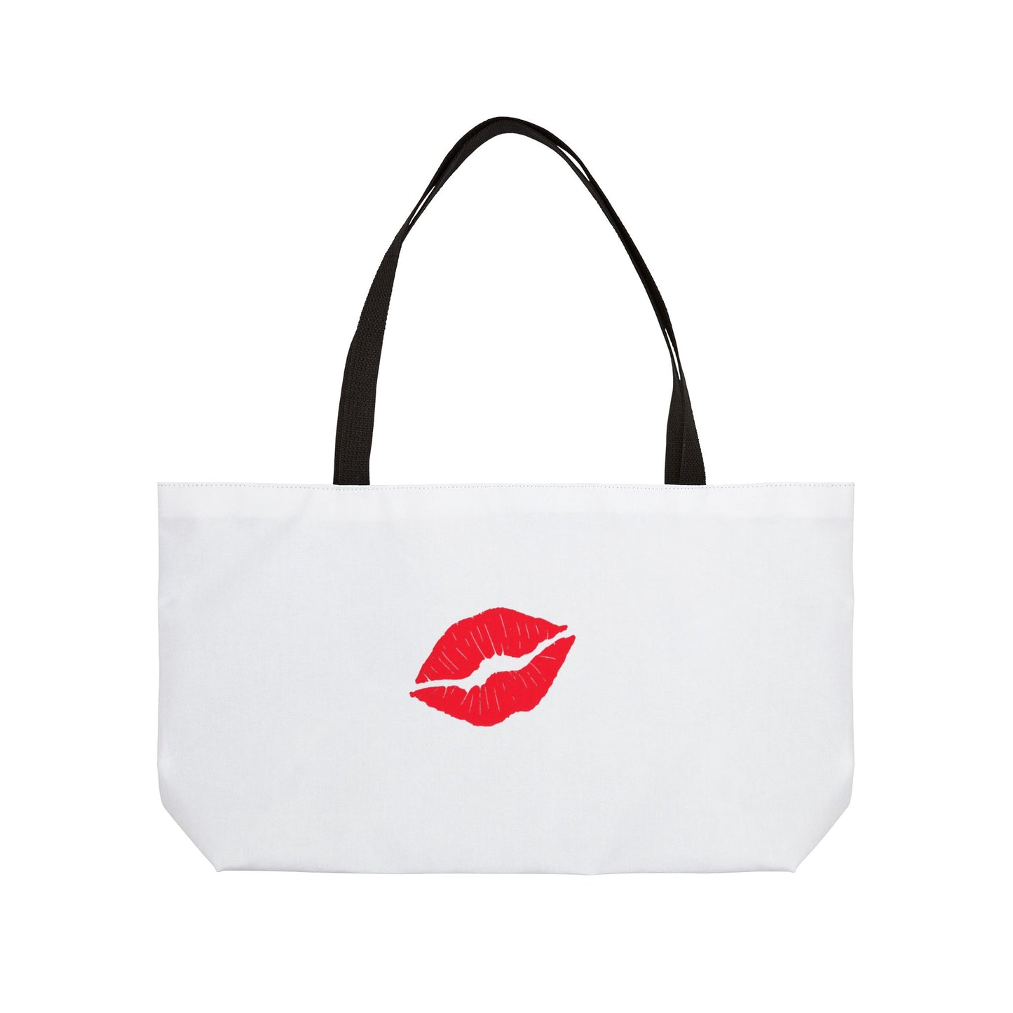 Weekender Tote Bag — "Pretty Savage, Zero Apologies" Cat Design & Kiss Print