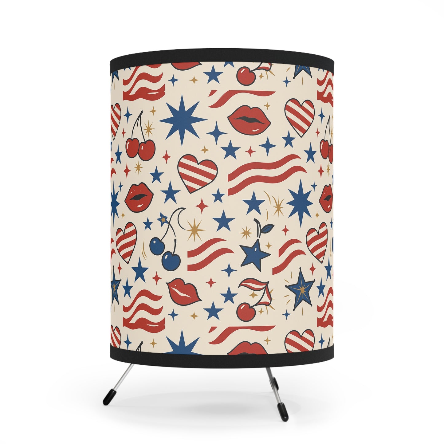 “Dakota” Patriotic Pop-Art Tripod Lamp — Stars, Stripes & Western Glam