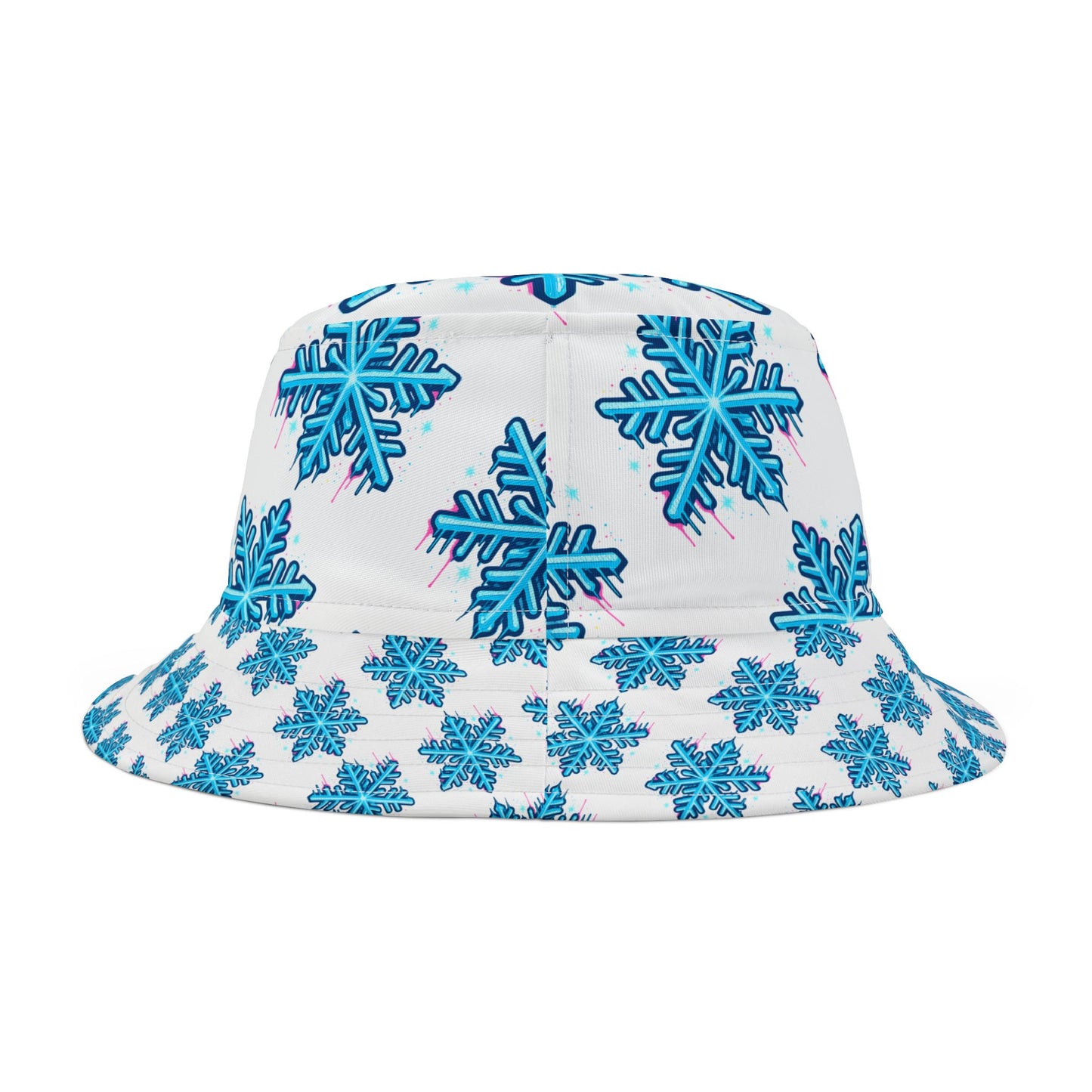 Blue Snowflake Bucket Hat — Winter Patterned All-Over Print Hat