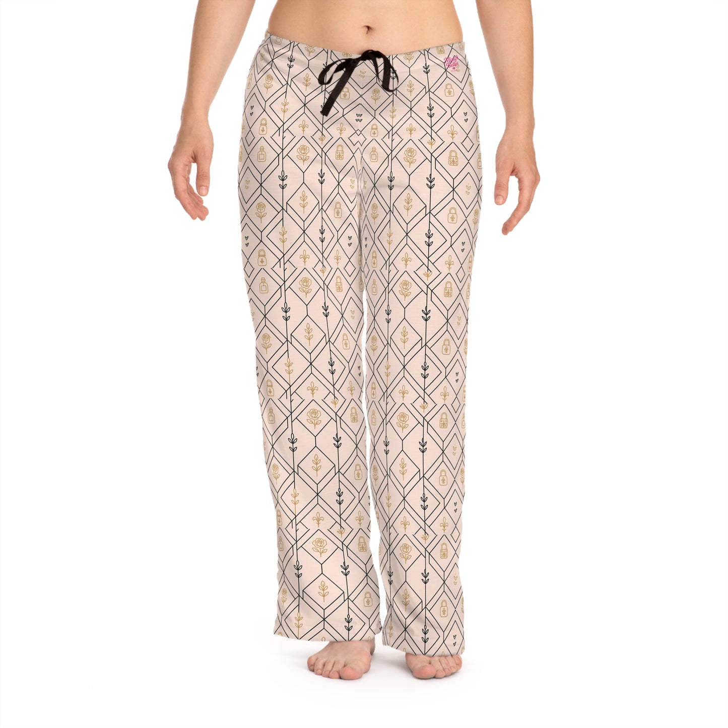 “Camille” Signature Loungewear – Blush Diamond Pattern Pajamas