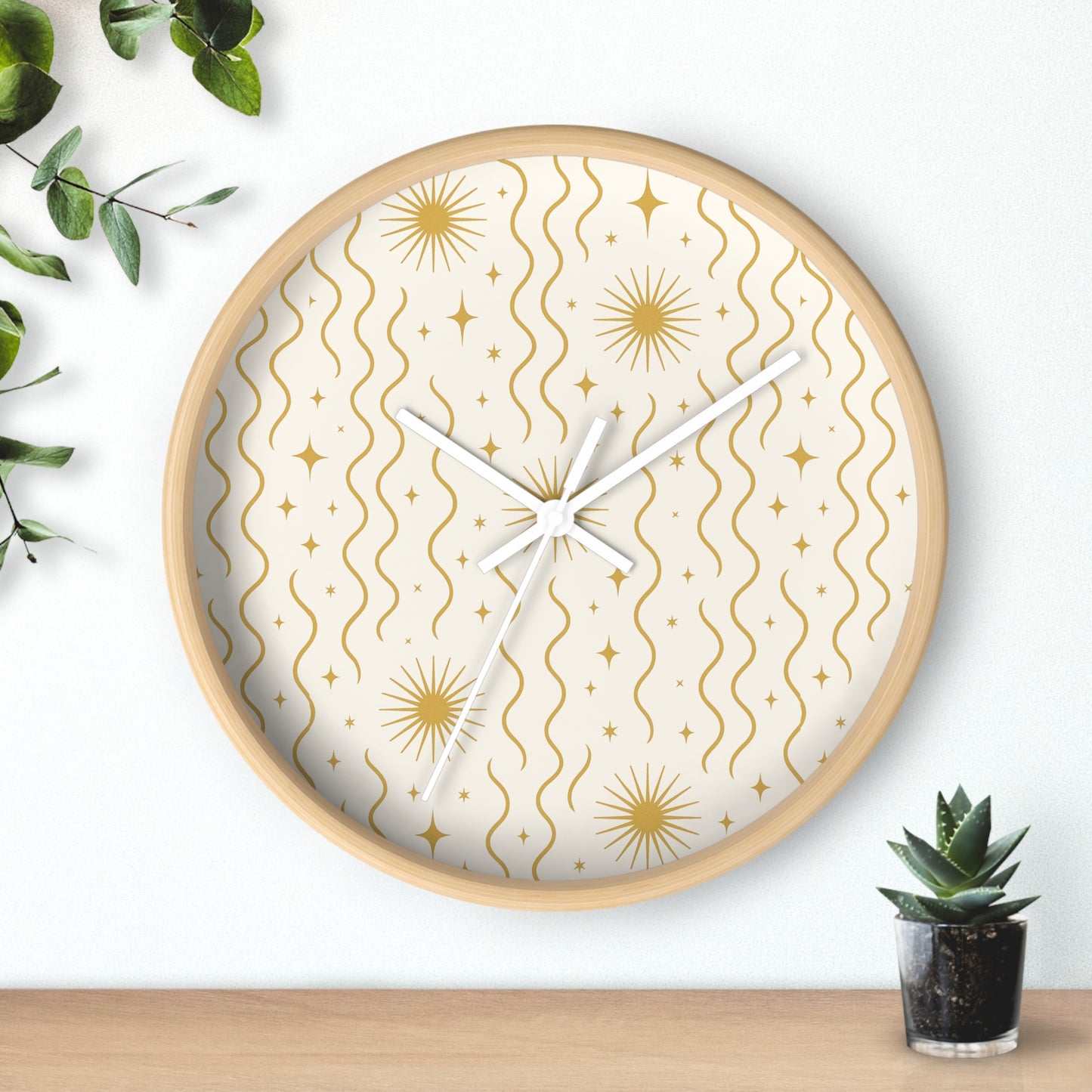 Golden Ripple Sun Wall Clock