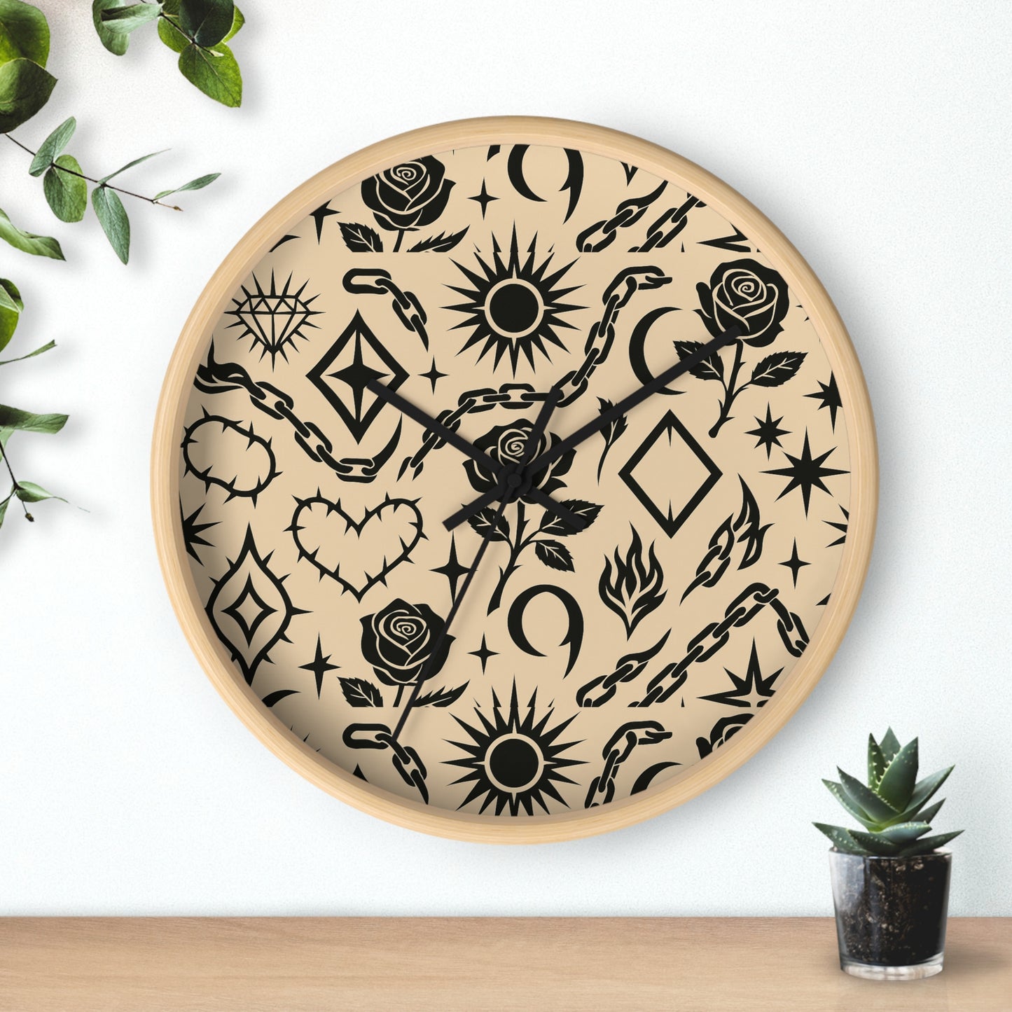 Rae Belle Signature Clock
Alt Grunge Pattern Wall Clock – Dark Edgy Goth Bedroom Home Decor