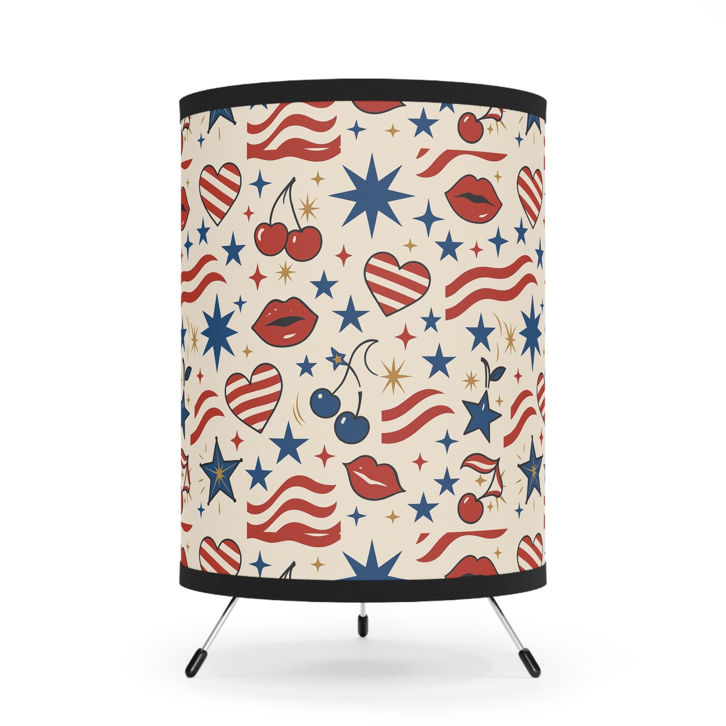 “Dakota” Patriotic Pop-Art Tripod Lamp — Stars, Stripes & Western Glam