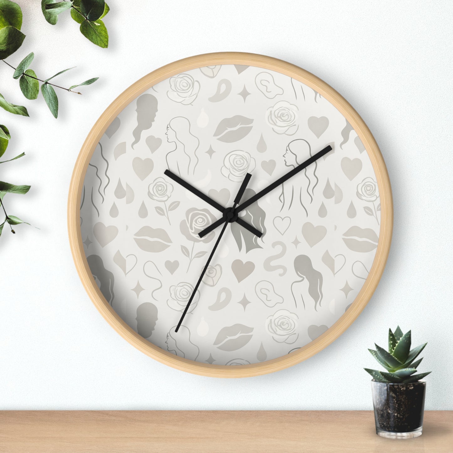 Yara Belle Signature Clock
Soft Neutral Silhouette Pattern Wall Clock – Minimal Boho Luxe Decor
