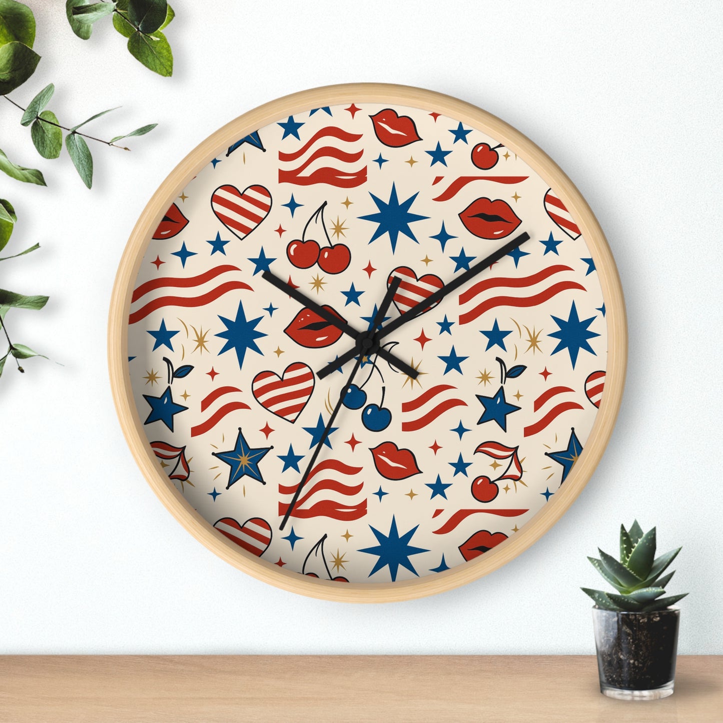 Dakota Belle Signature Patriotic Pop Art Wall Clock
